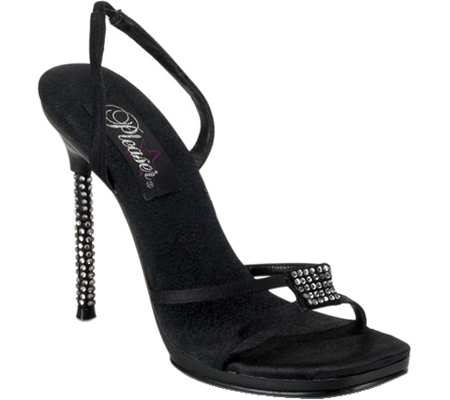 MONROE-19 Pleaser Blk Satin Blk High Heel Alternative Footwear Discontinued Sale Stock