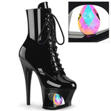 Luna-1020 Dia Pleaser Sexy Diamond Platform Lace Up Toble Boots