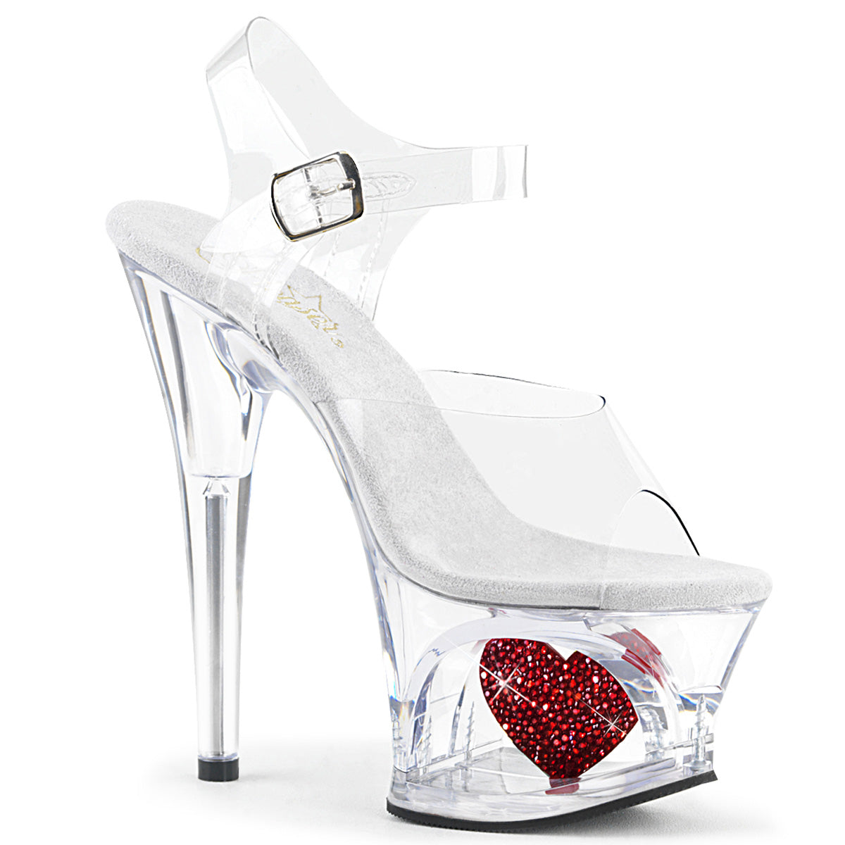 Clear Red 7 Inch Fetish Dancer Platform Shoes -  Pleaser MOON-708HRS