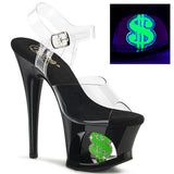 Clear Neon Green 7 Inch Fetish Dancer Platform Shoes -  Pleaser MOON-708USD