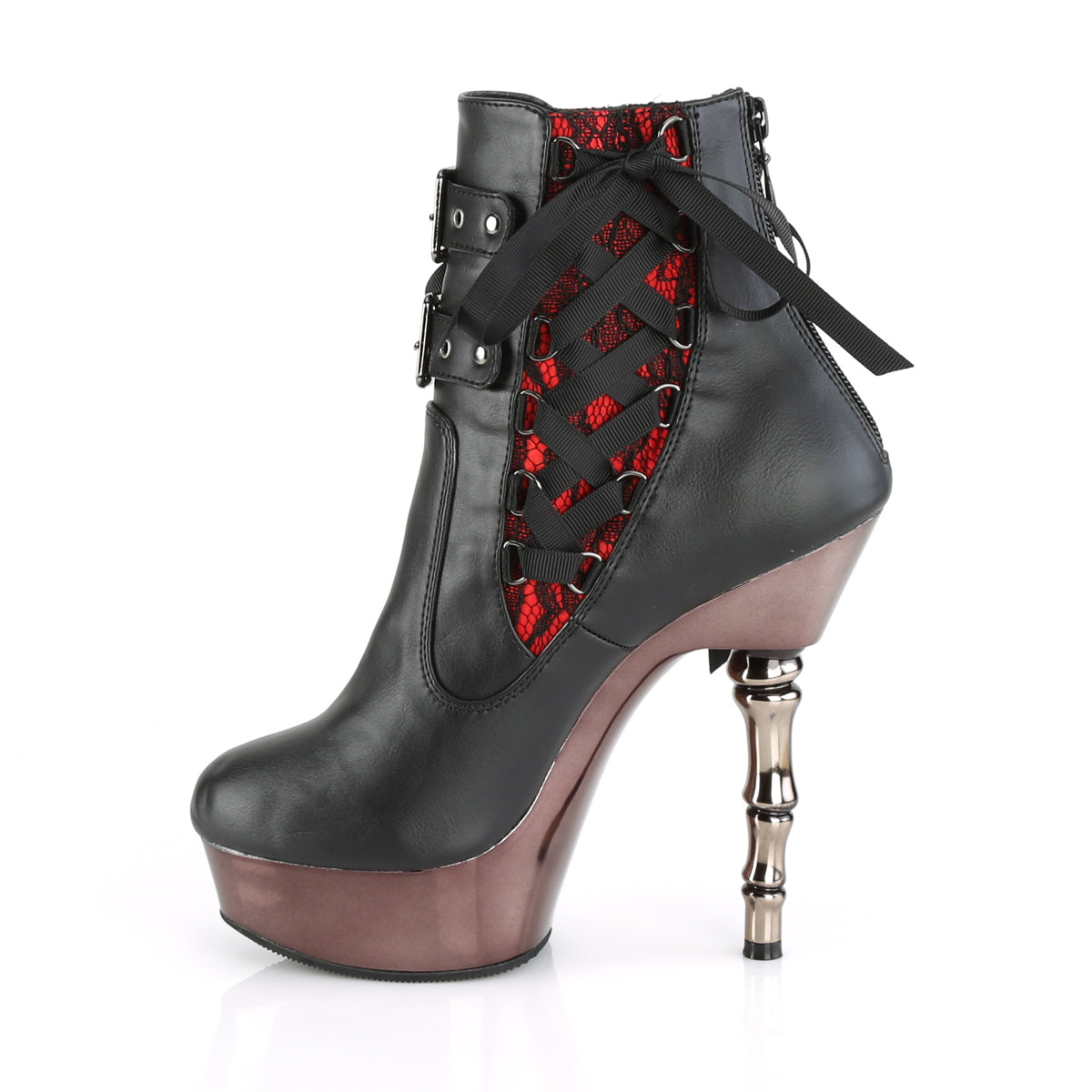 MUERTO-1030 Demonia Blk Faux Leather/Pewter Chrome Alternative Footwear