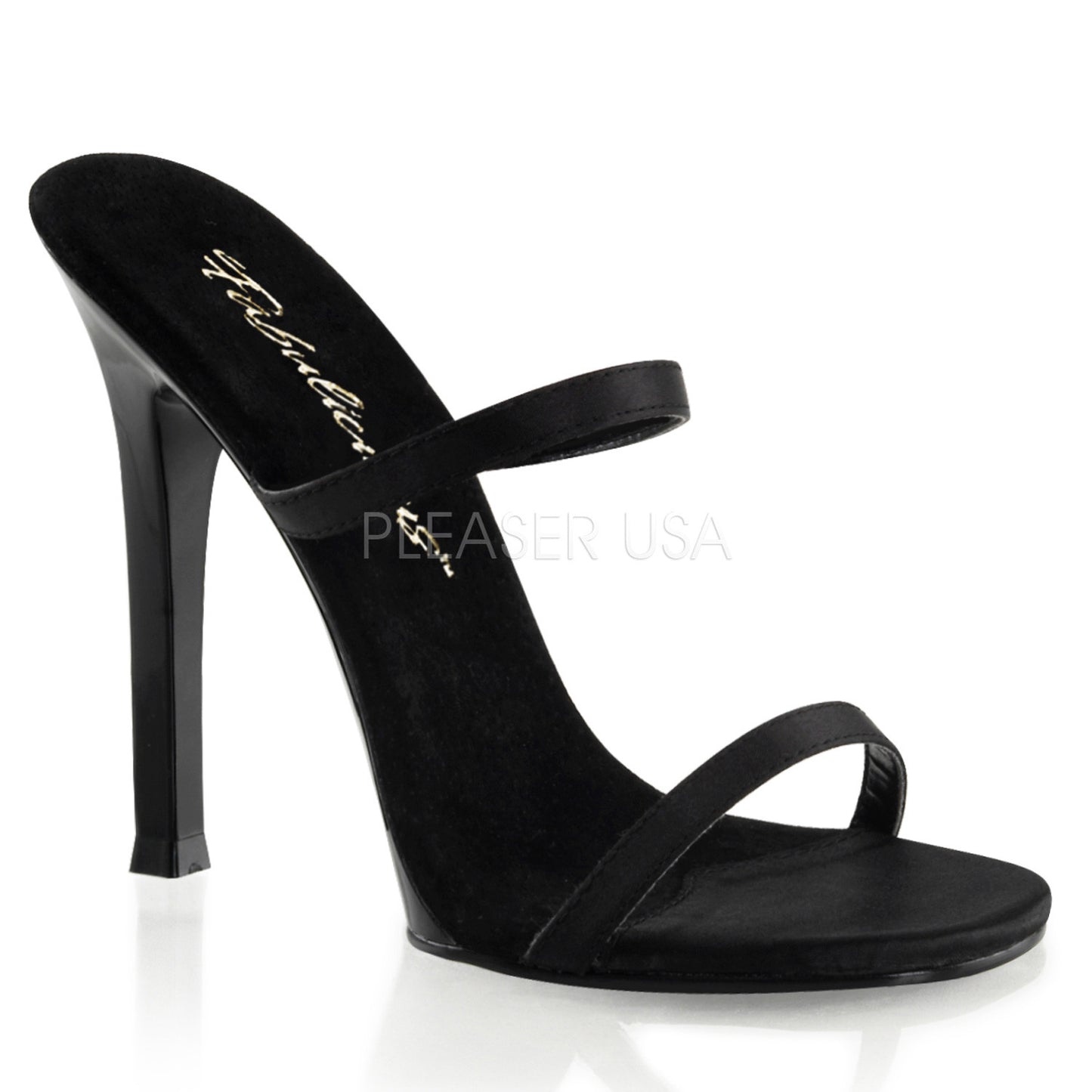 GALA02 Black Satin Bedroom Heels