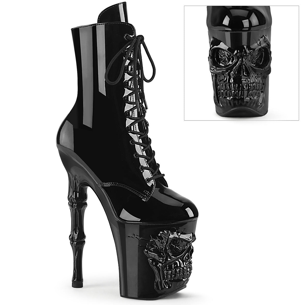 RAPTURE-1020 Pleaser Ankle/Mid-Calf Boots Black Platforms (Exotic Dancing)