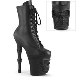 RAPTURE-1020 PLEASER DEL TOBLE/BOTAS DE MAR MEDIA NEGRO Faux Cuero/Plataformas mate negras (baile exótico)