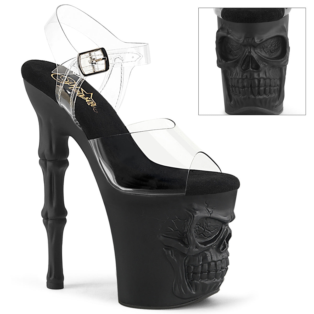 Clear Black 8 Inch Pole Dancing Platform Heels -  Pleaser RAPTURE-808