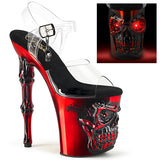 Satin Red Chrome 8 Inch Pole Dance Platform Heels -  Pleaser RAPTURE-808-LT