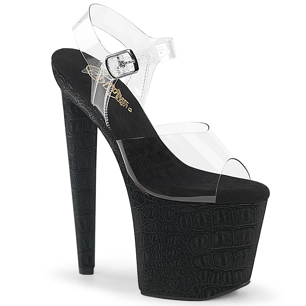 Clear Black 8 Inch Glamour Models Platform Shoes -  Pleaser RAZZLE-808WR
