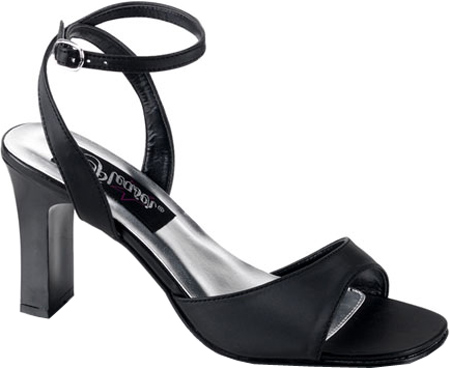 ROMANCE-335 Pleaser Blk Satin PU High Heel Alternative Footwear Discontinued Sale Stock