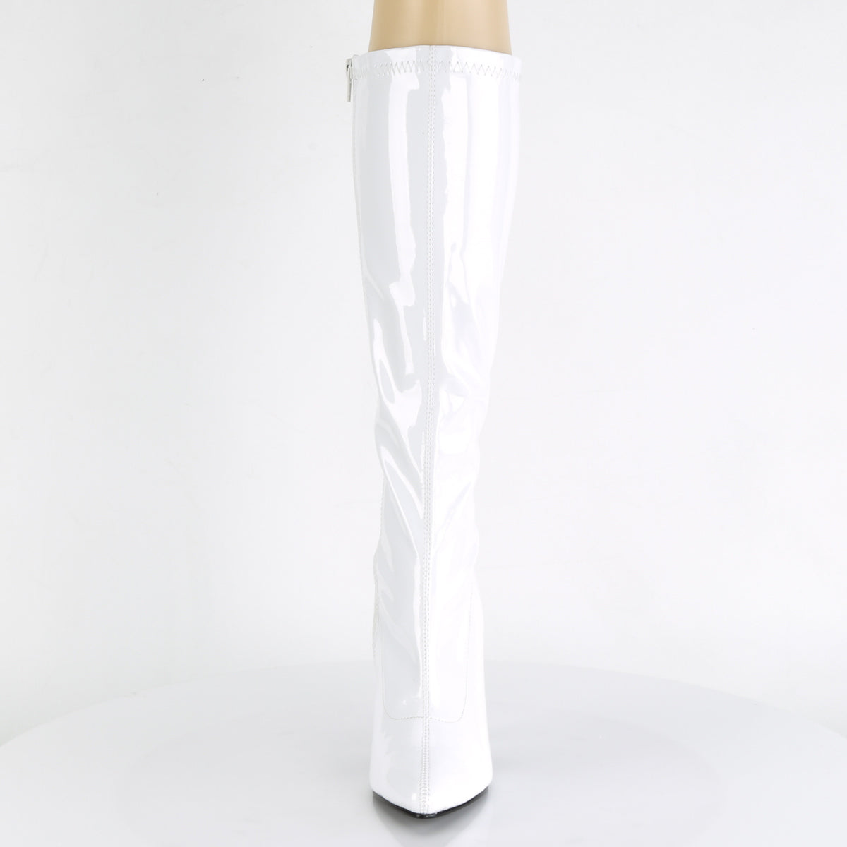 SEDUCE-2000 Pleasers 5 Inch Heel White Patent Fetish Knee High Boots Footwear