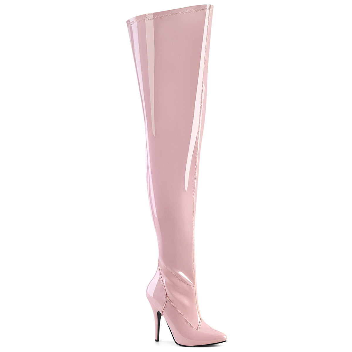 Baby Pink 5 Inch Wide Calf Thigh Boots -  Pleaser SEDUCE-3000WC