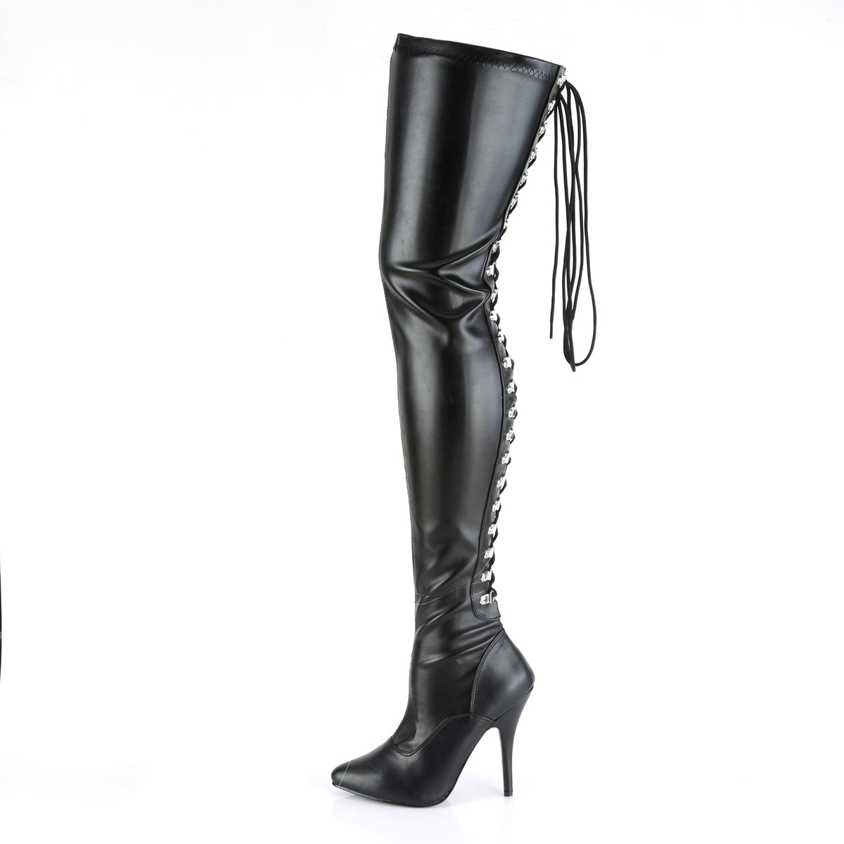 SEDUCE-3063 Pleasers Thigh Boots 5" Heel Black Fetish Thigh Boots