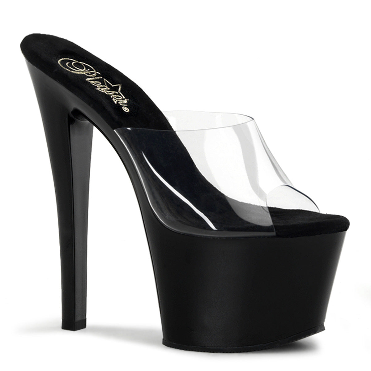 Clear Black 7 Inch Pole Dancer Platform Shoes -  Pleaser SKY-301