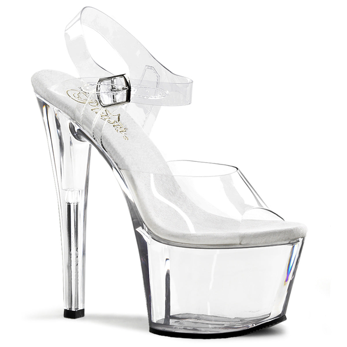 Sky-308 Pleasers Transparente Tacón de 7 pulgadas Platformas de stripper transparentes Tacones altos
