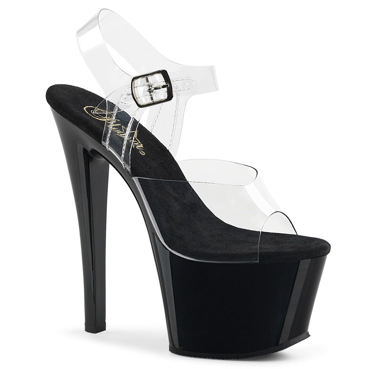 Clear Black 7 Inch Pole Dancer Platform Shoes -  Pleaser SKY-308