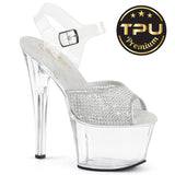 Clear Silver 7 Inch Exotic Dancing Platform Shoes -  Pleaser SKY-308PREM-RSNT