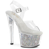 Clear Bling 7 Inch Exotic Dancing Platform Shoes -  Pleaser SKY-308RSI