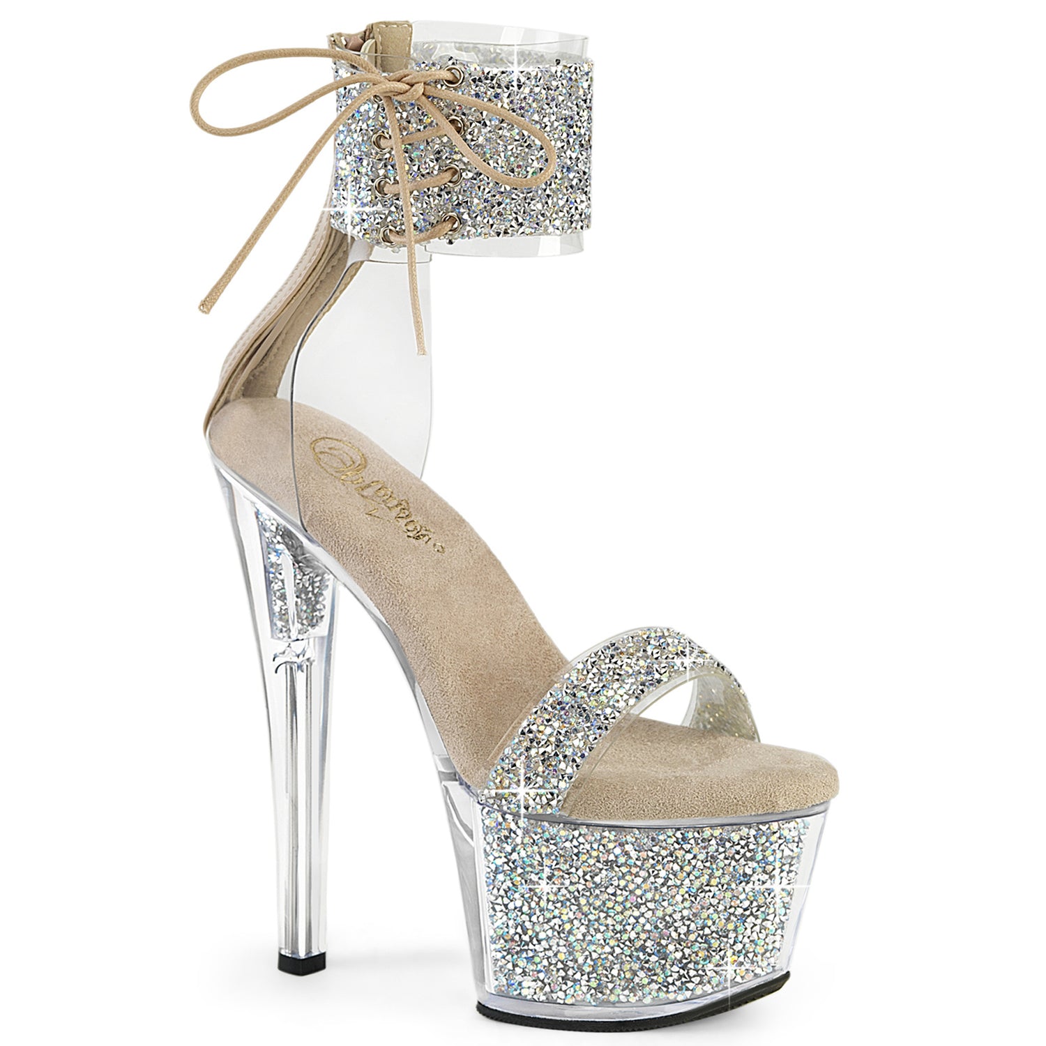 Silver 7 Inch Pole Dancer Platform High Heels -  Pleaser SKY-327RSI