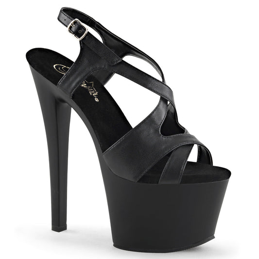 SKY-330 Pleasers 7 Inch Heel Black Pole Dancer Platform Shoes