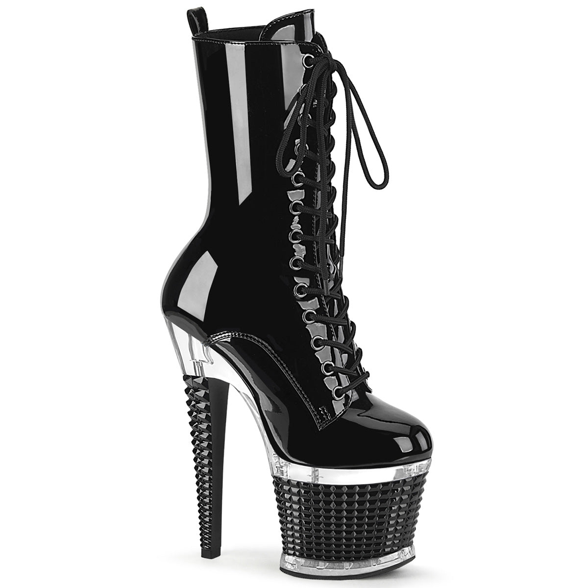 Spectator-1040 Pleasers Black Patent Lace Up Platform Platm