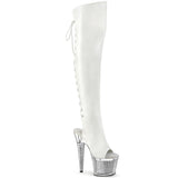 White 7 Inch Fetish Pole Thigh High boots -  Pleaser SPECTATOR-3019