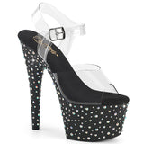 Silver Multi Glitter 7 Inch Pole Dancer Platform Shoes -  Pleaser STARDANCE-708