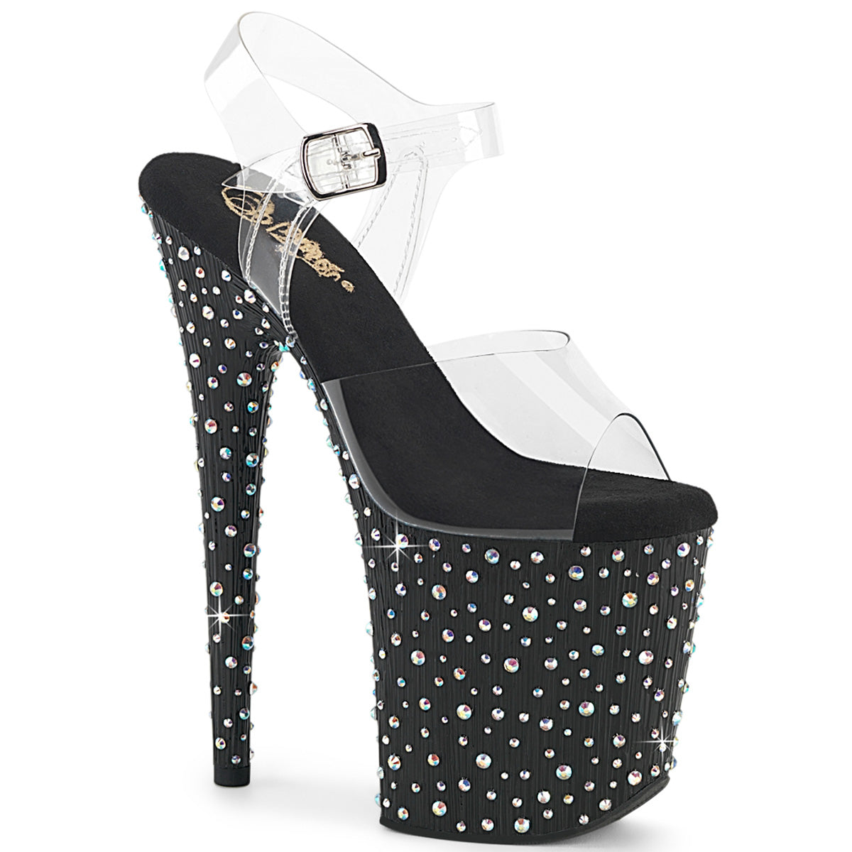 Silver Multi Glitter 8 Inch Fetish Pole Platform Shoes -  Pleaser STARDANCE-808