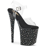 Silver Multi Glitter 8 Inch Fetish Pole Platform Shoes -  Pleaser STARDANCE-808