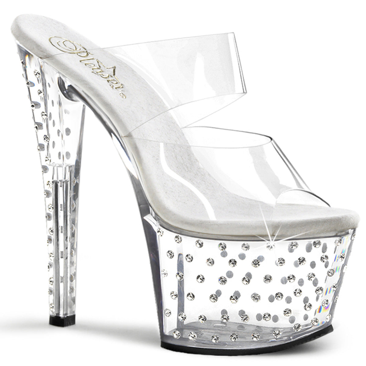 STARDUST-702 Pleaser 7" Heel Clear Pole Dancer Bling Platform Shoes
