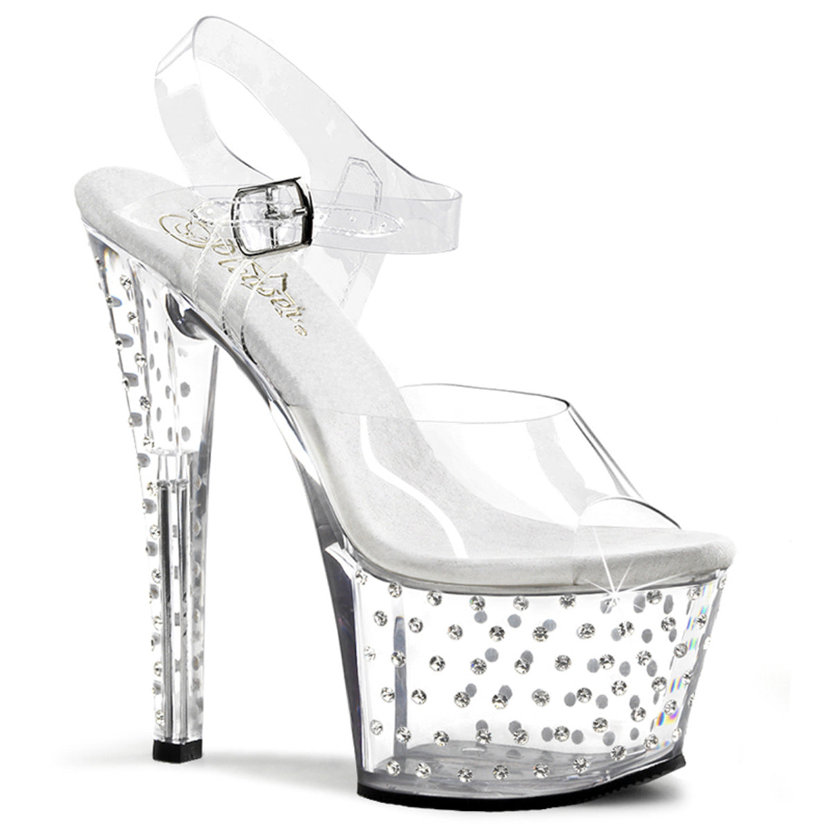 Clear 7 Inch Fetish Pole Platform Shoes -  Pleaser STARDUST-708