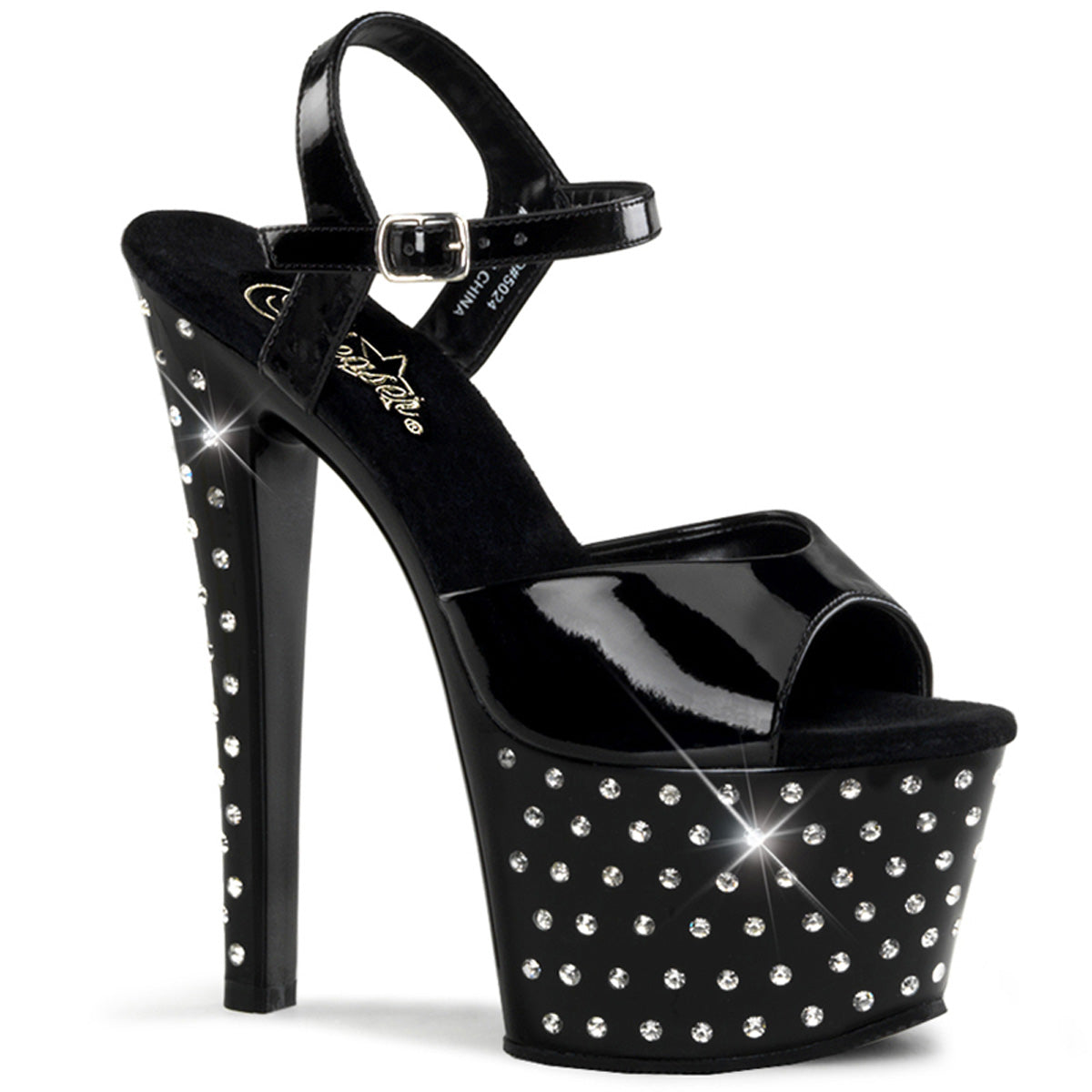 Black 7 Inch Pole Dancer High Heels -  Pleaser STARDUST-709