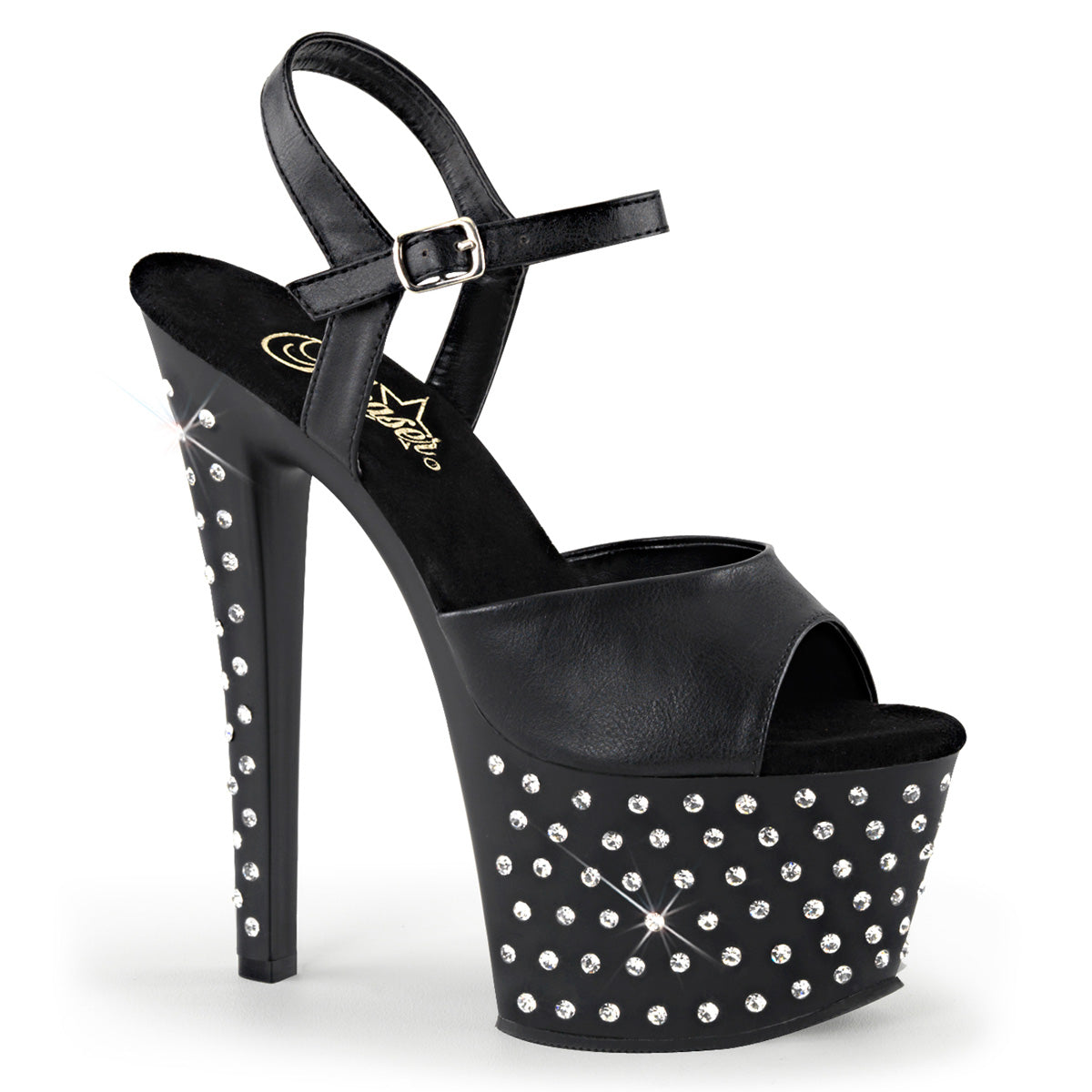 Black 7 Inch Fetish Pole High Heels -  Pleaser STARDUST-709