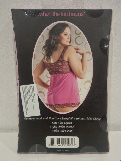 STM9008 Hot Pink Babydoll Lingerie Set