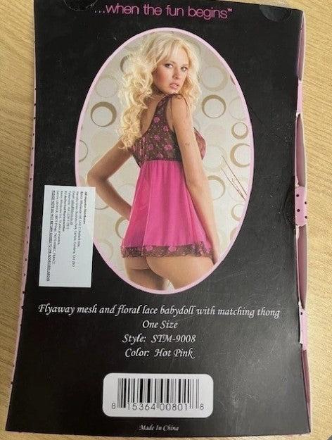 STM9008 Hot Pink Babydoll Lingerie Set