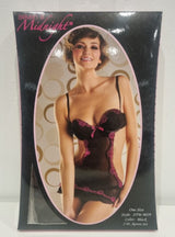 STM9029 Black Lingerie Chemise with Pink Trim