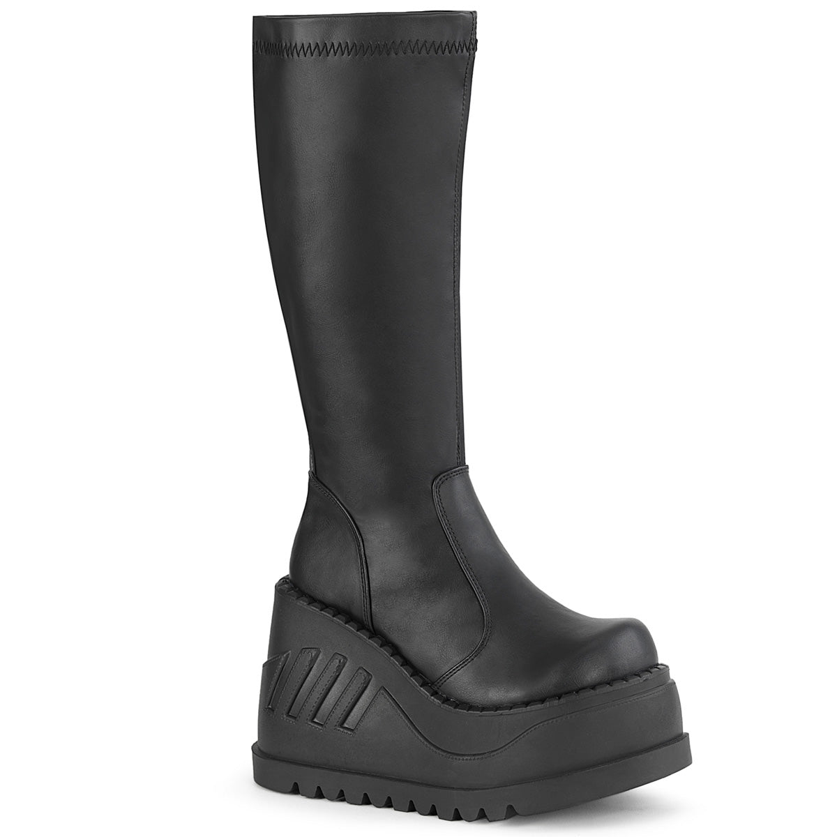 Black Vegan  Alternative Knee High Boots -  Demonia Cult STOMP-200