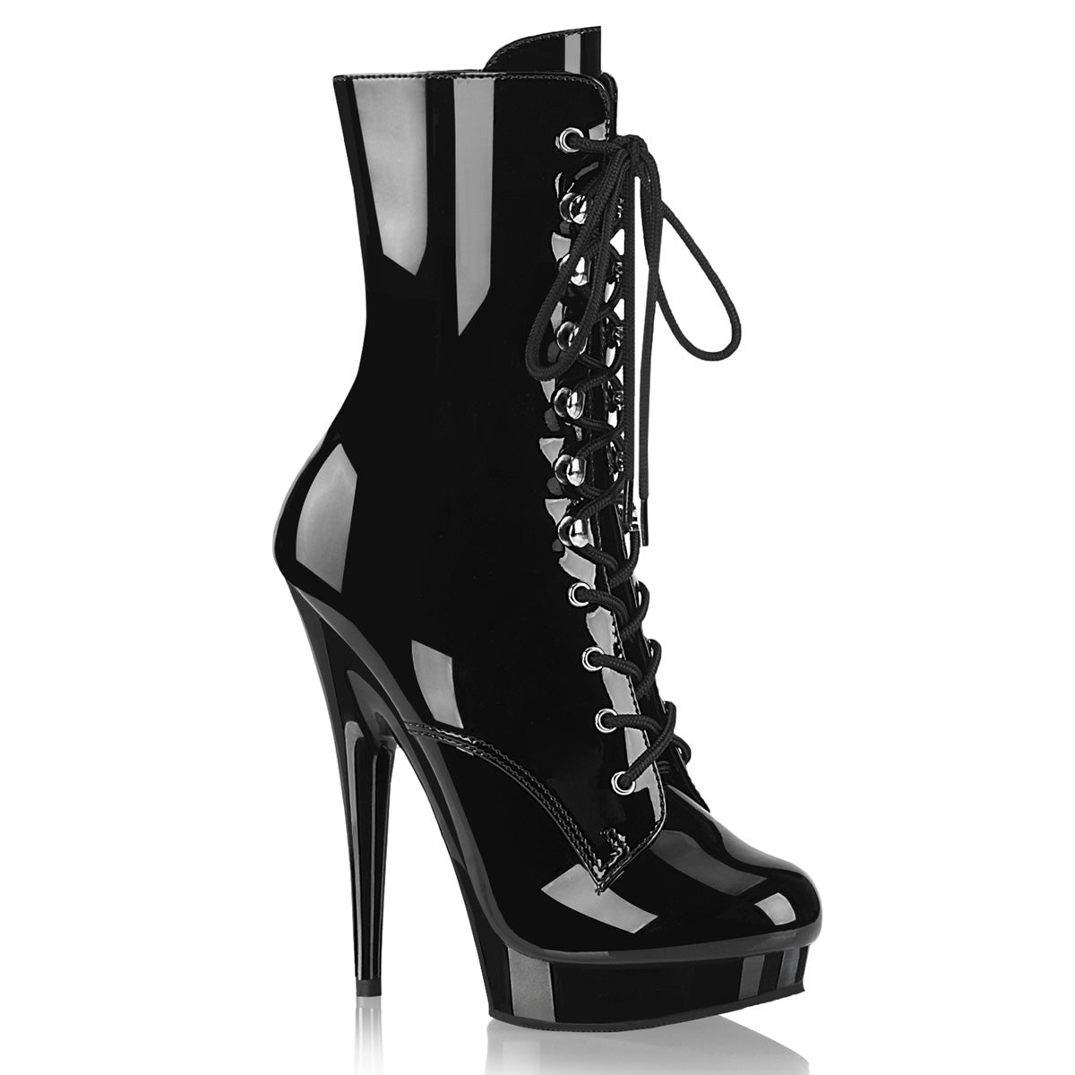 Sultry-1020 Negra Patente Fabuliciosa Exótica Danza Danza Lace Up Toble Botas