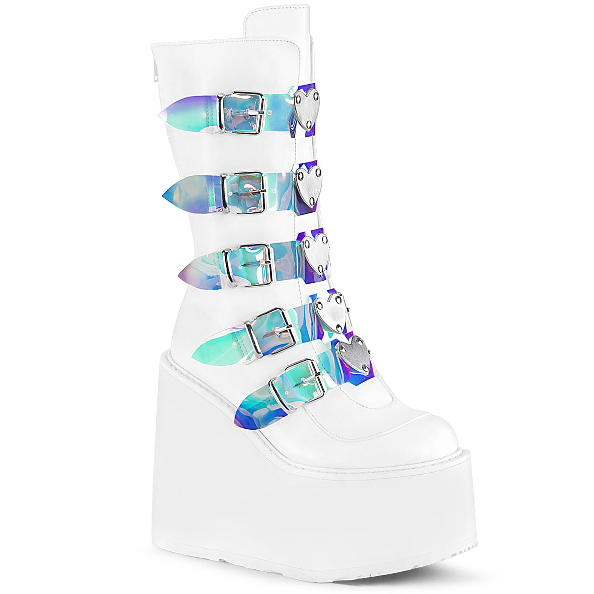 White  Alternative Knee High Boots -  Demonia Cult SWING-230