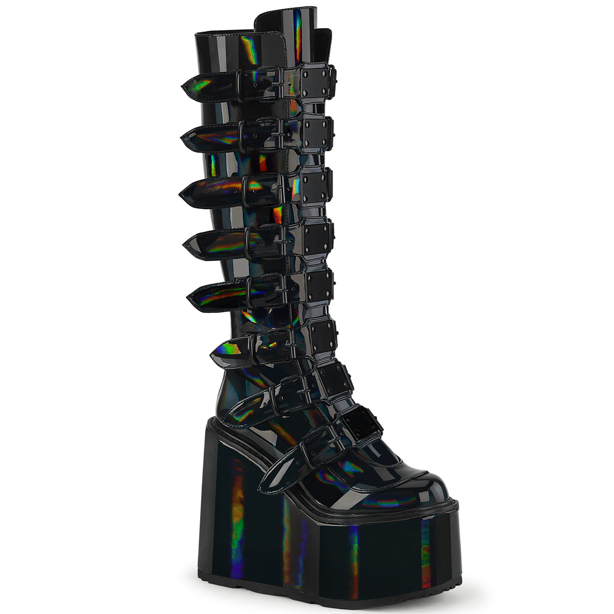 White  Alternative Knee High Boots -  Demonia Cult SWING-815