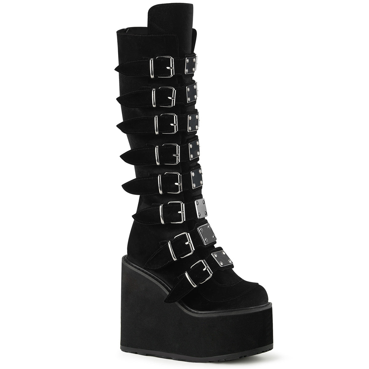 White  Alternative Knee High Boots -  Demonia Cult SWING-815