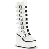White  Alternative Knee High Boots -  Demonia Cult SWING-815