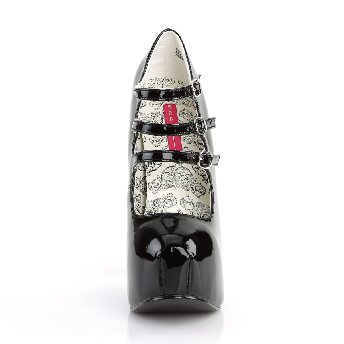 TEEZE-05 Hidden Platform High Heel Black Patent Sexy Shoes 3 Straps