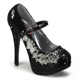 TEE07SQ Black Sequin Hidden Platform Shoes