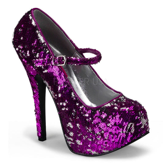 Bordello TEE07SQ Fuchsia-Slv Sequins Sexy Shoes Discontinued Sale Stock