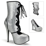 TEE31G Silver Glitter Hidden Platforms with Ankle Cuff