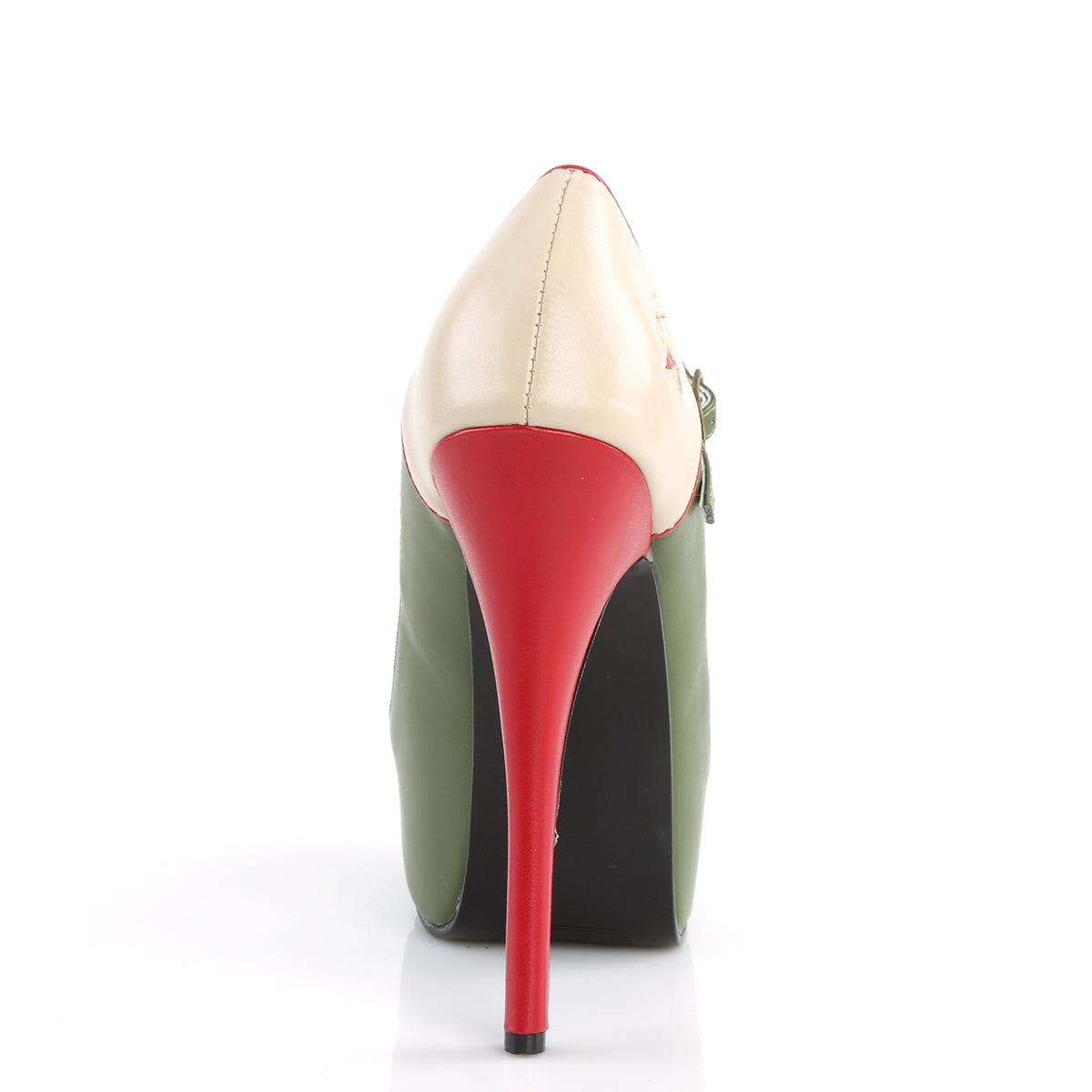 TEEZE-43 Hidden Platform Cream and Olive Green Pu Sexy Shoes