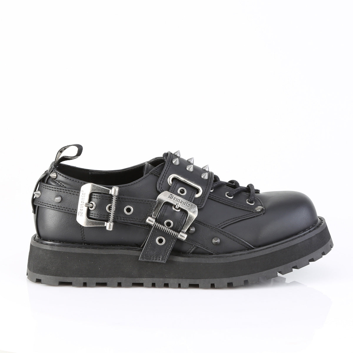 VALOR-38 Demonia Blk Vegan Leather Alternative Footwear