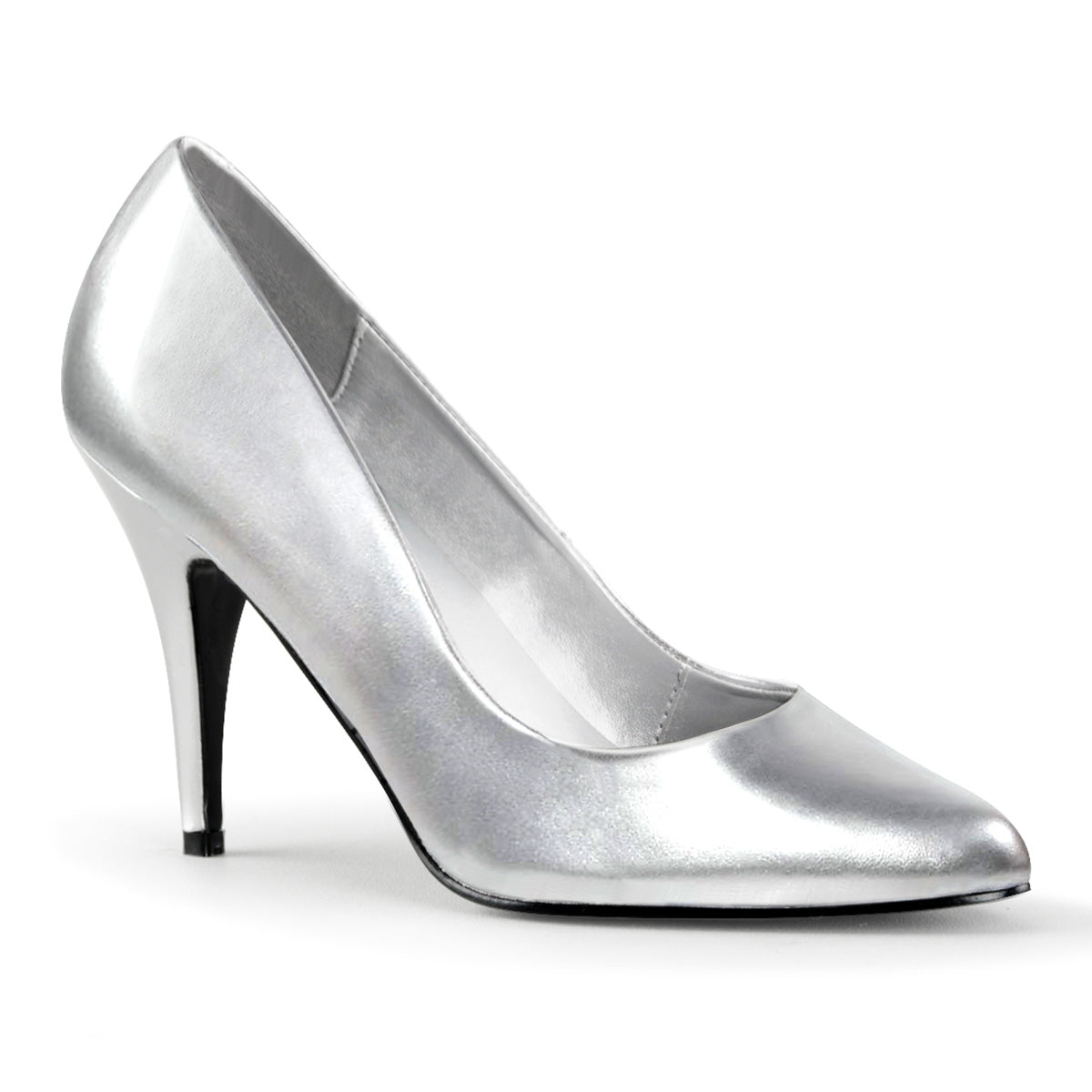 Silver 4 Inch Fetish Berdoom Heels -  Pleaser VANITY-420