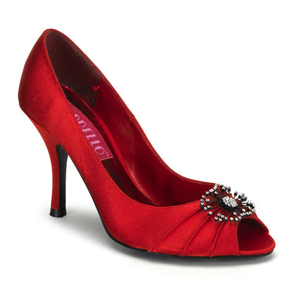 Violette-06 Pleaser Red Satin Peop Toe Shoes