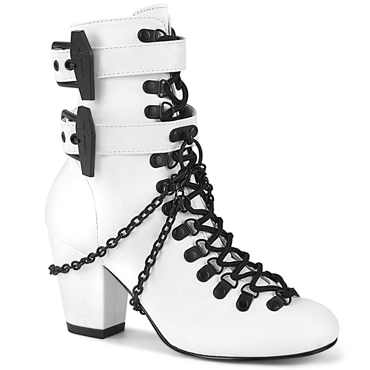 White 3 Inch Alternative Women's Ankle Boots -  Demonia Cult VIVIKA-128