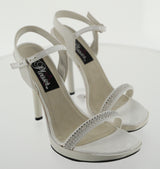 VOGUE-17 White Pole Dancing Shoes with Diamantes